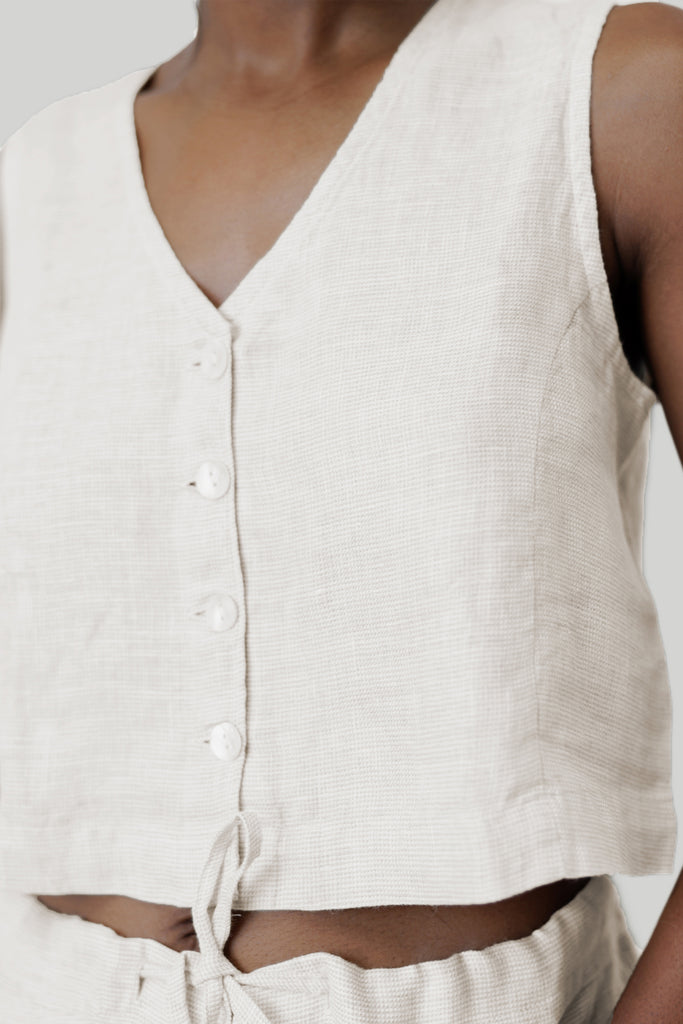 linen cropped vest set