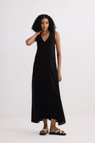 Crossed in Chic Sleeveless Maxi Dress in Black