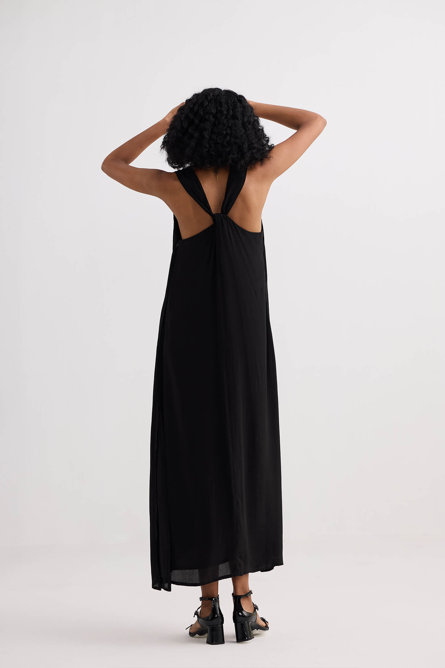 Crossed in Chic Sleeveless Maxi Dress in Black Back