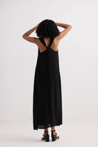 Crossed in Chic Sleeveless Maxi Dress in Black