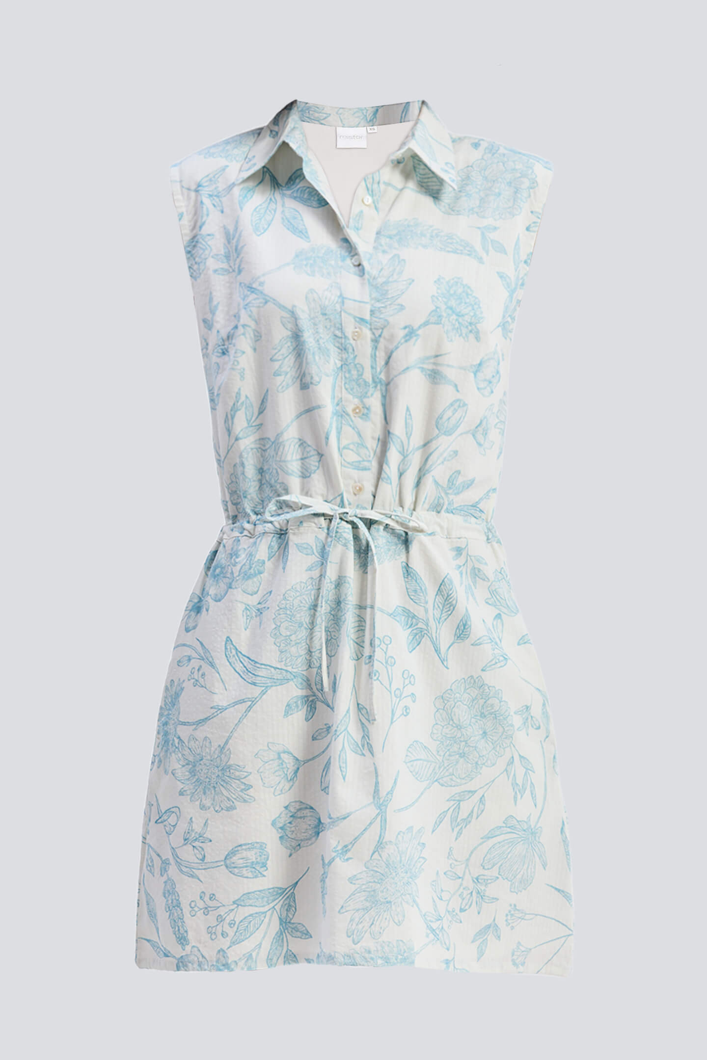 Drawstring Shirt Dress in Blue Florals