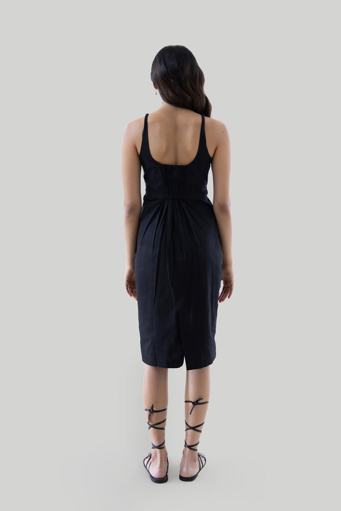 Fitted Knee Length Dress in Black 03