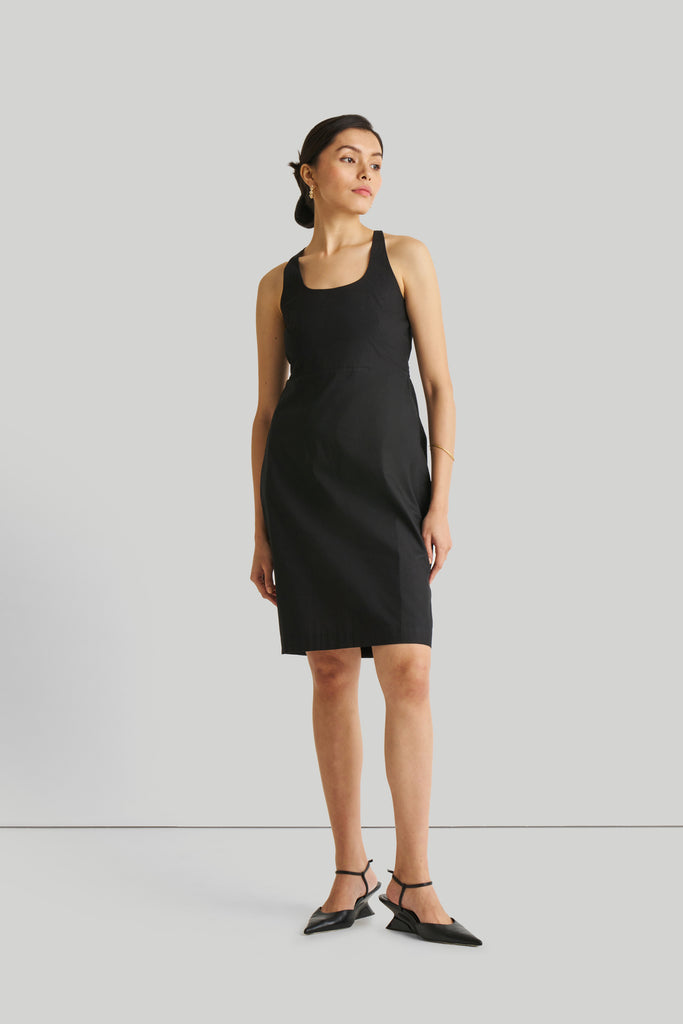 Fitted Knee Length Black Dress 06