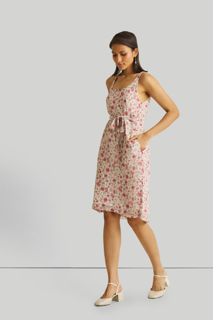 Fitted Knee Length Floral Dress 05