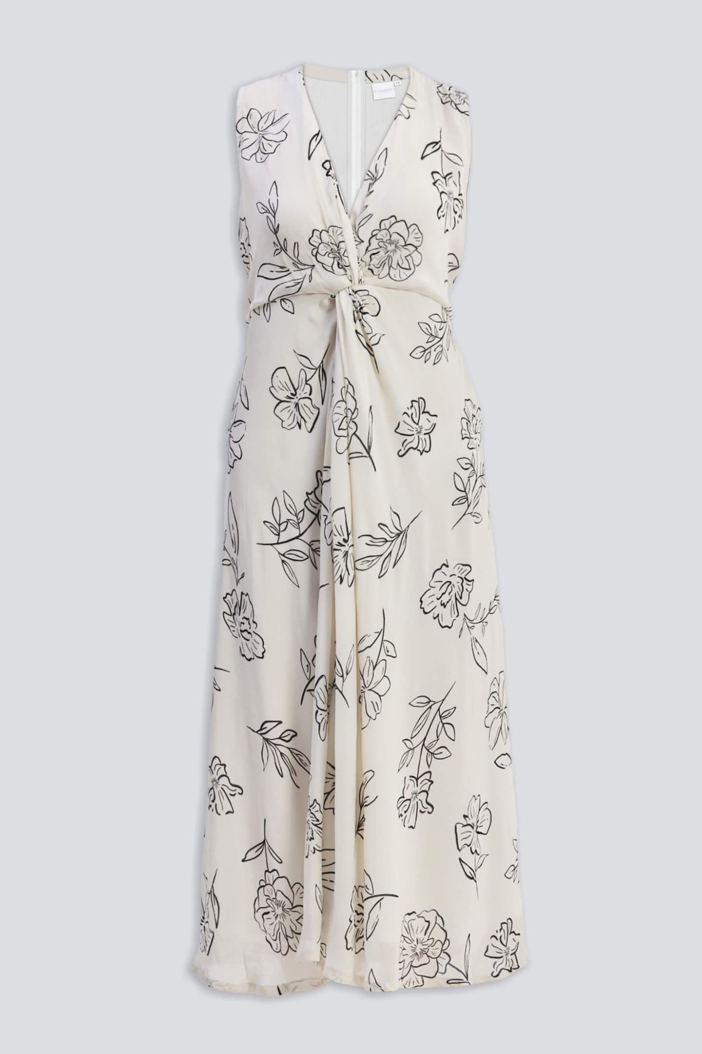 Front Twist Maxi dress in Black Florals Flat Lay