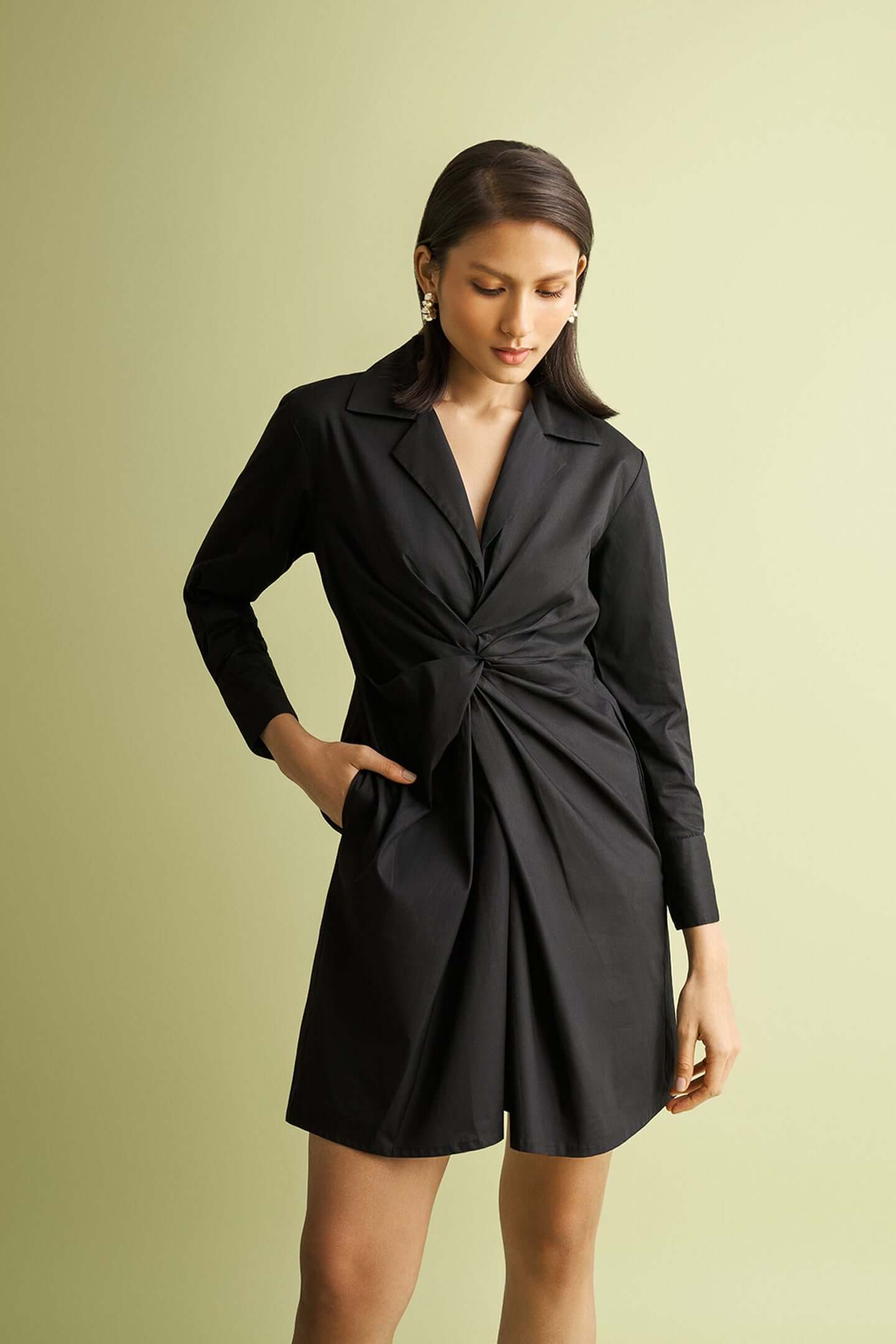 Front Twist Dress in Black Black / XL Front Twist Dress in Black Black / XL
