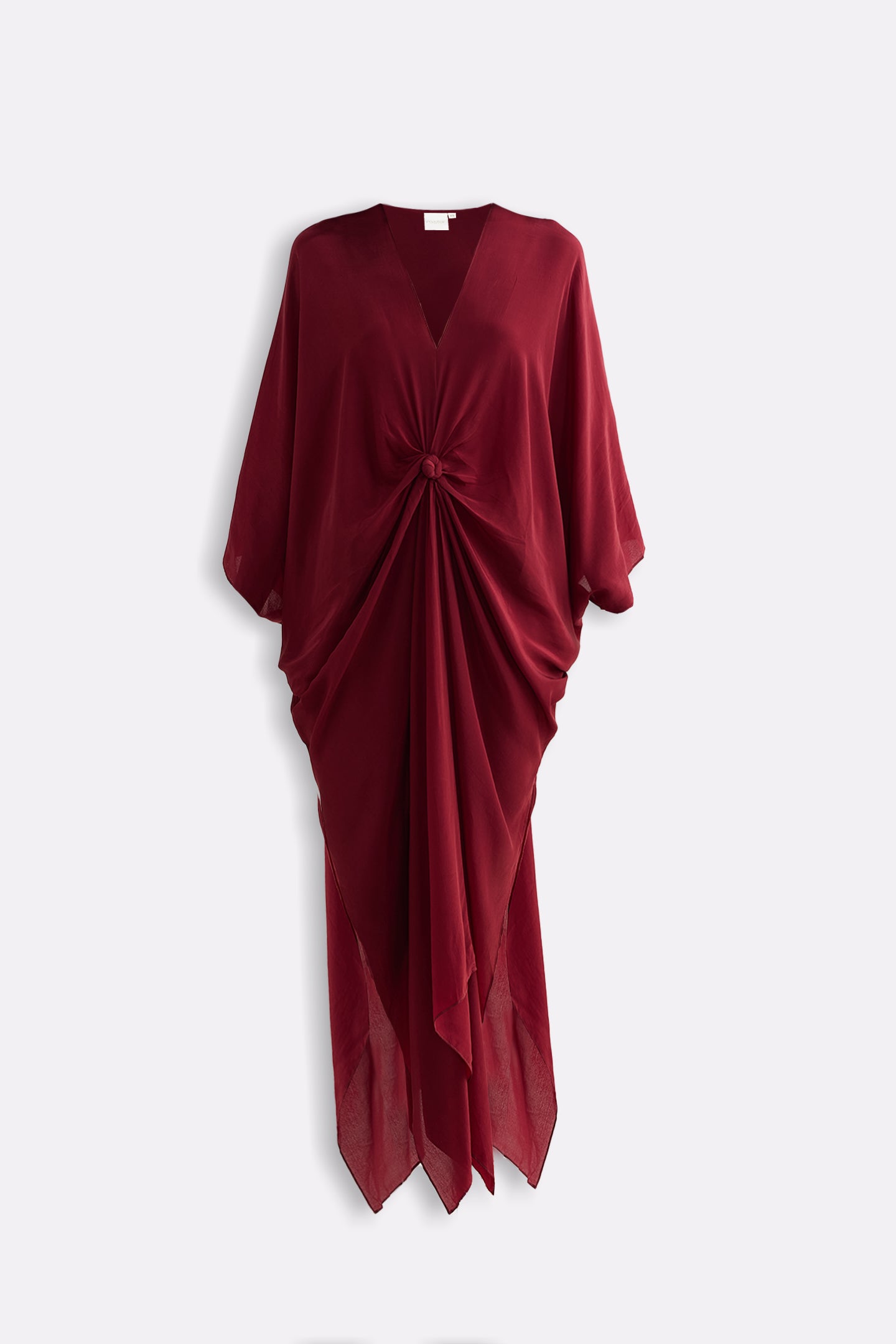 Front Twist Kaftan Dress in Burgundy Flat