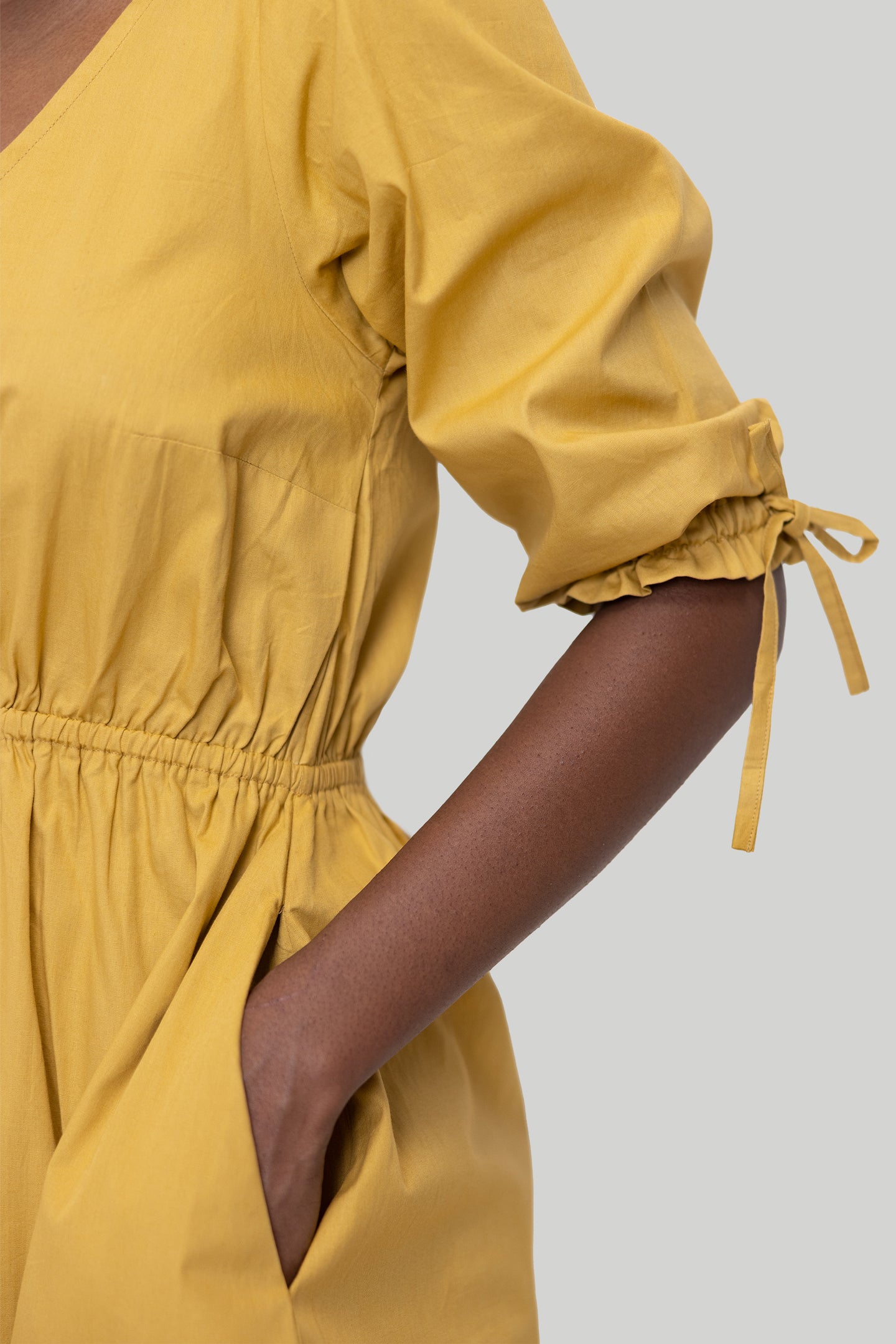 mustard short sleeve dress Unique Bargains Twist Front Dress for Women's Round Neck Short Sleeve Split Sheath Dresses L Yellow