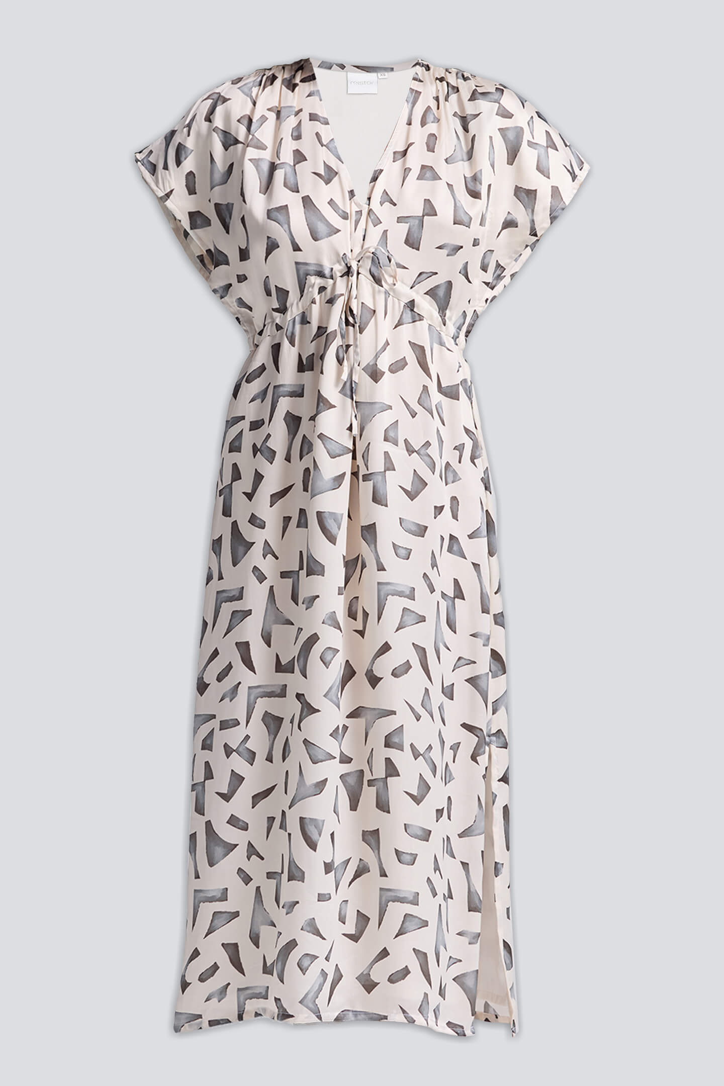 Gathered Maxi Dress with Side Slits in Mosaic Flat Lay