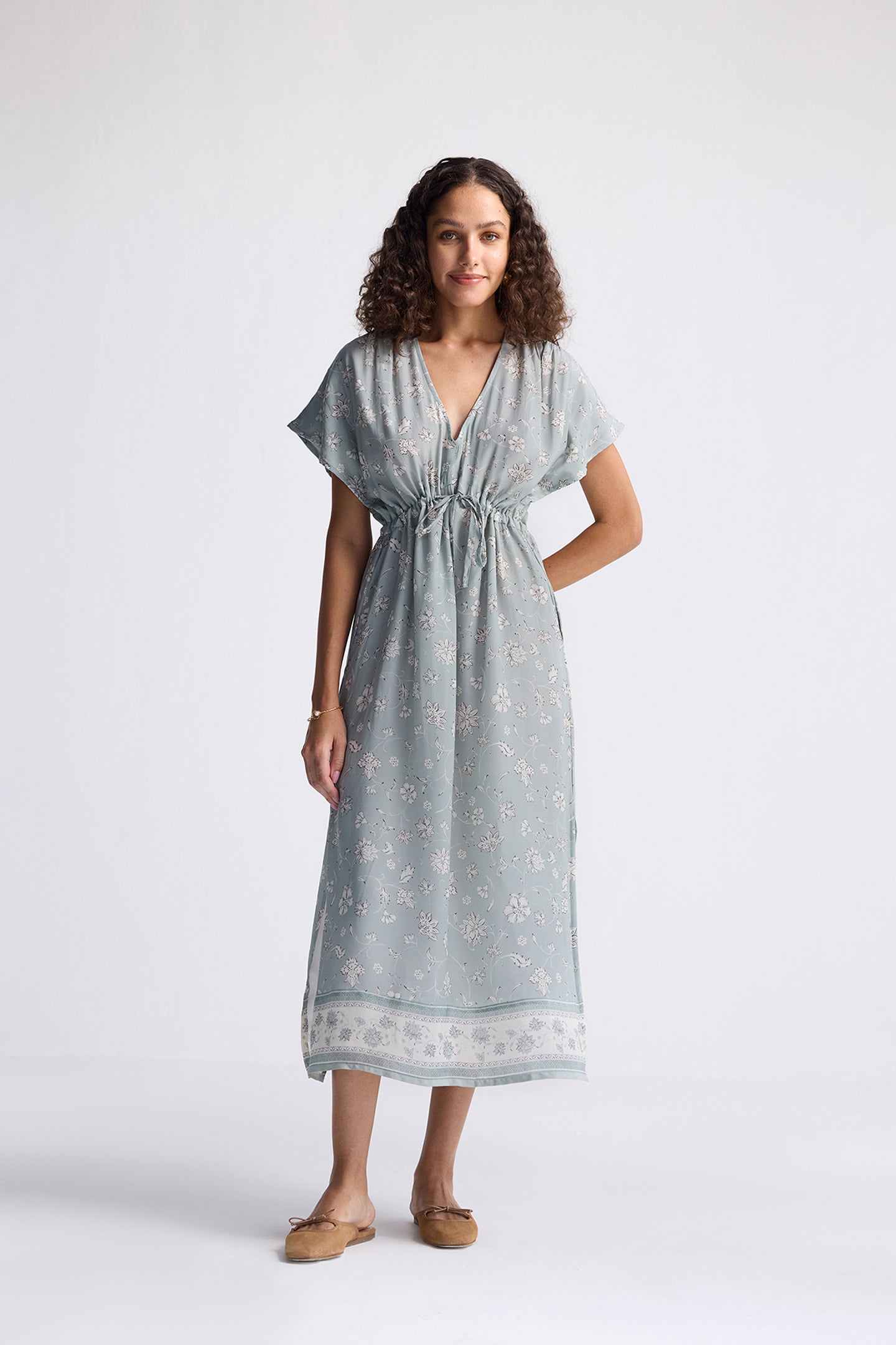Elegant Sage Green Gathered Maxi Dress Reistor Elegant Sage Green Gathered Maxi Dress Reistor