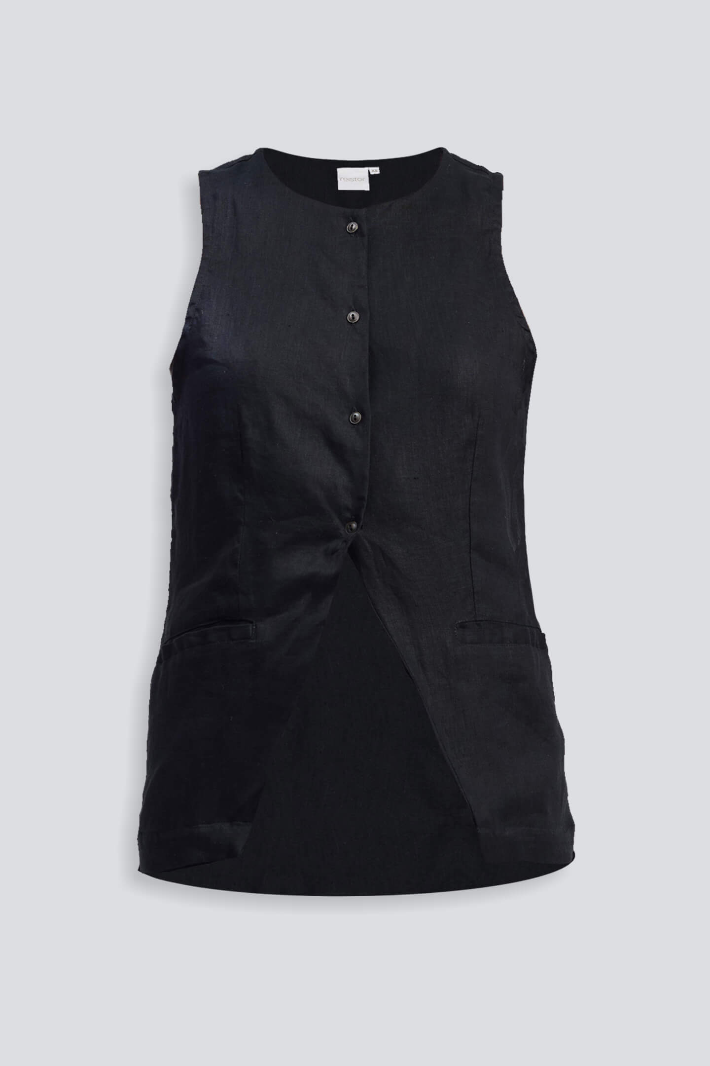 Hemp Vest Jacket in Black Flat Lay