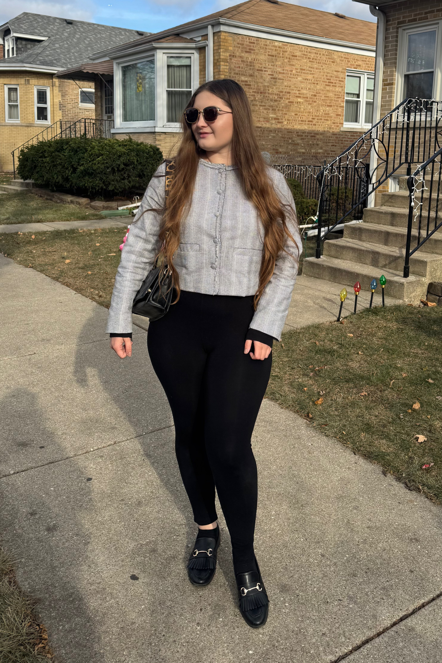 Lady Jacket in Grey Cotton Tweed moodshot