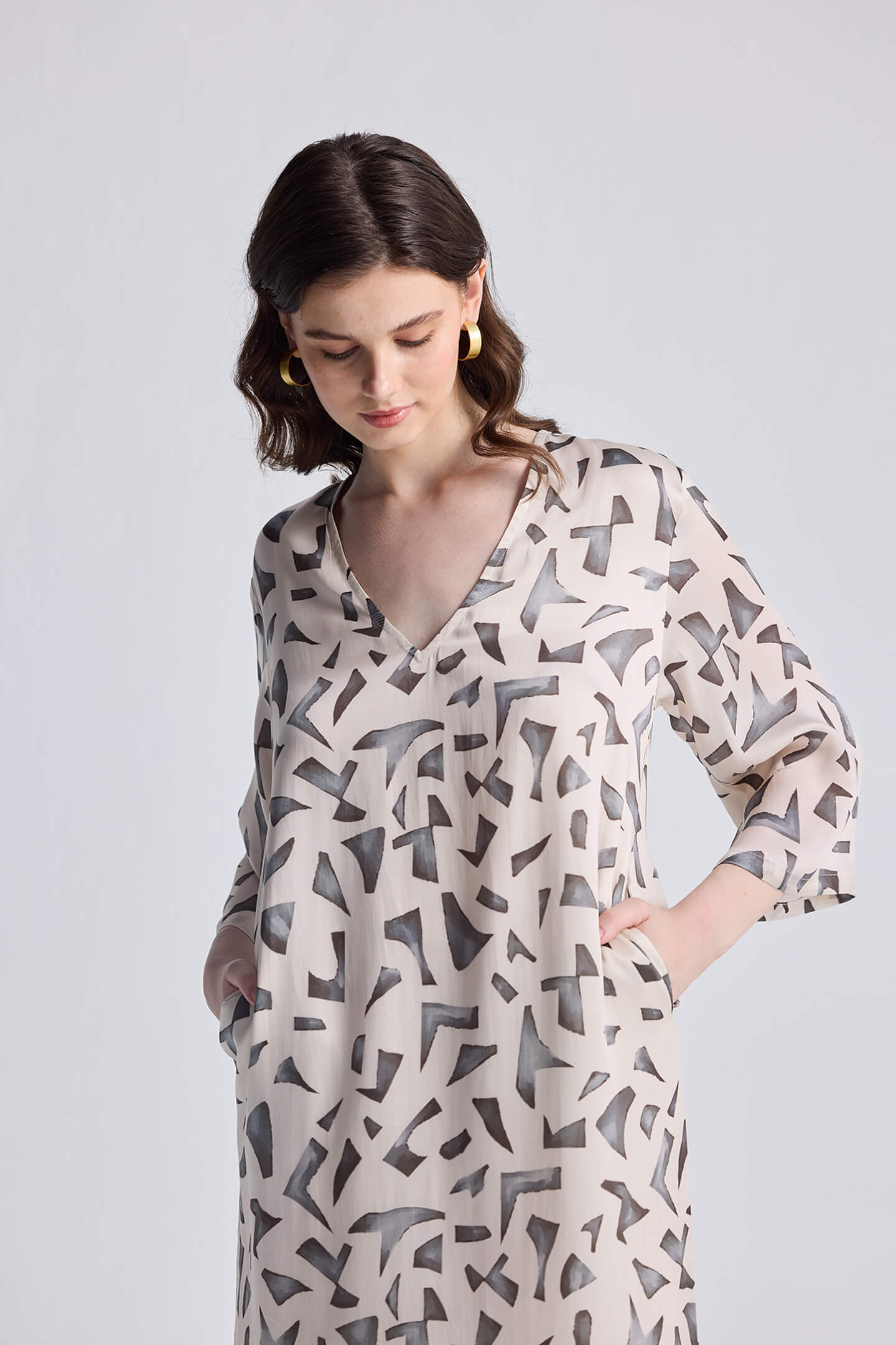 Maxi Dress with Side Slits in Mosaic Closeup