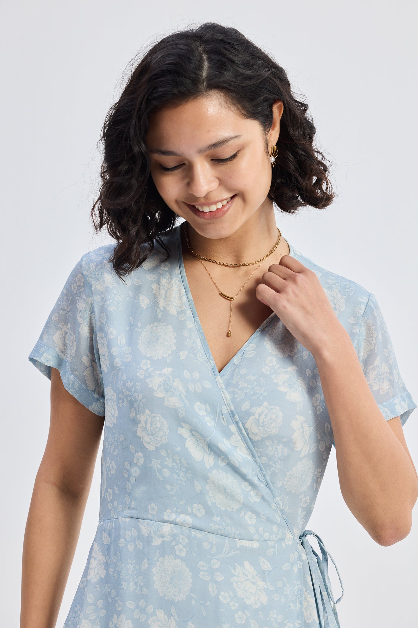 Maxi Wrap Dress in Florals Closeup