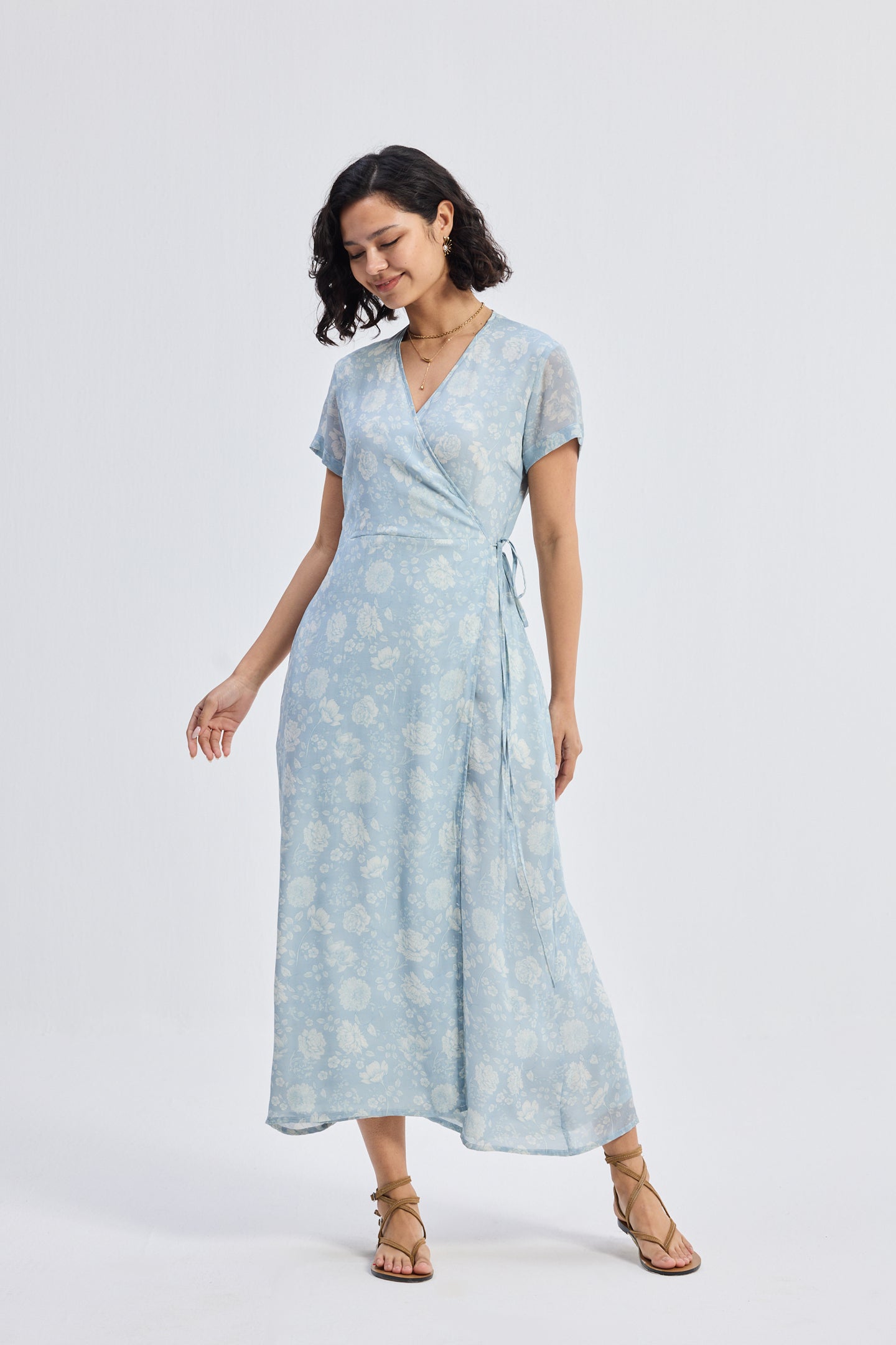 Maxi Wrap Dress in Florals Moodshot