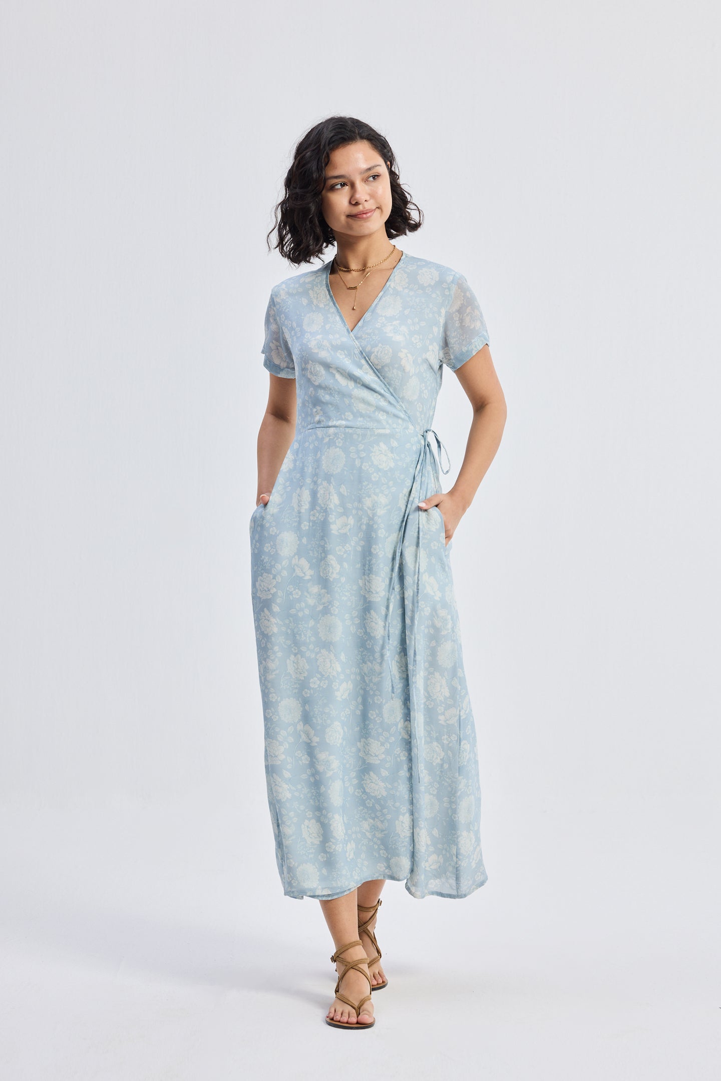 Maxi Wrap Dress in Florals moodshot