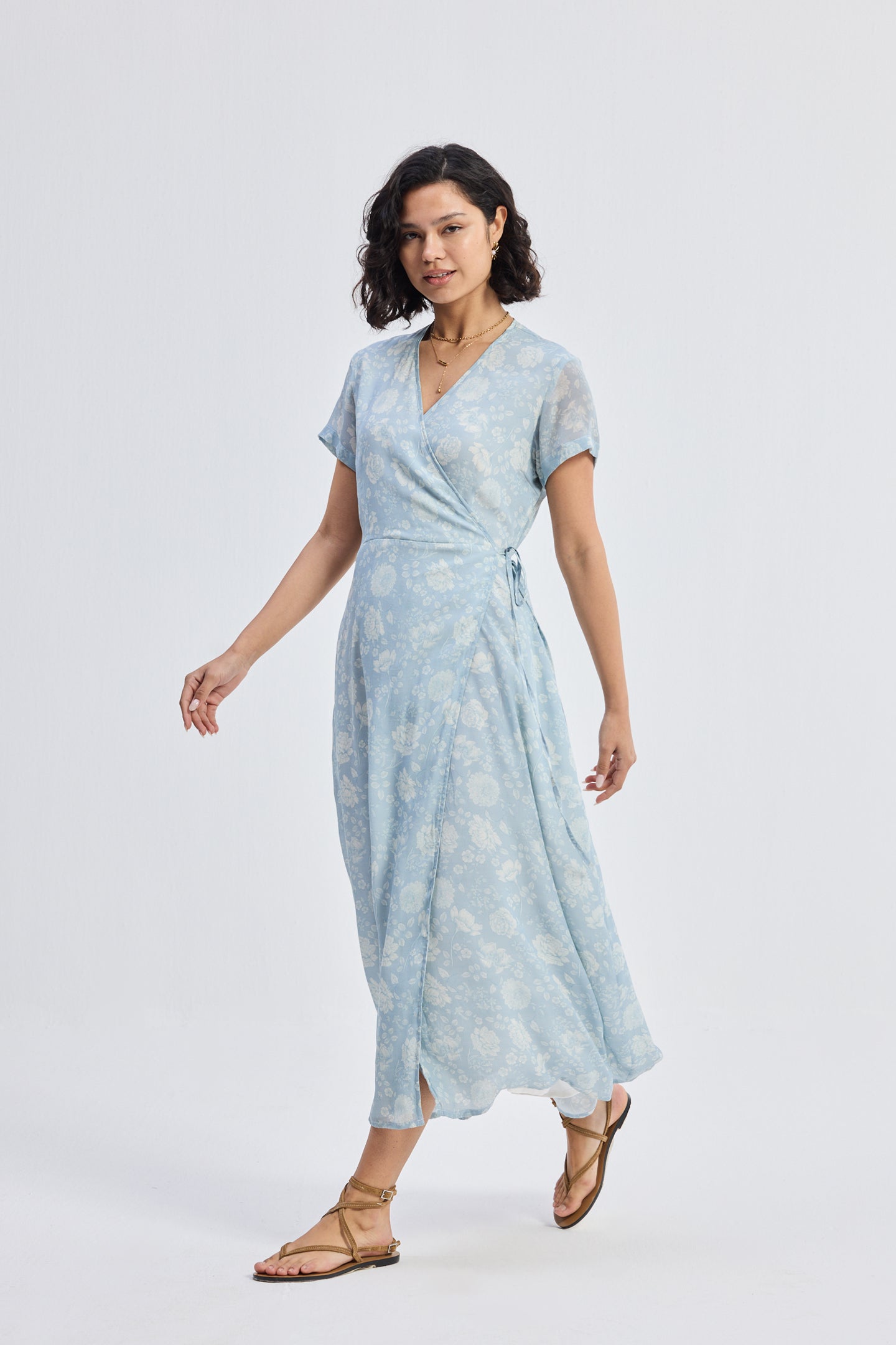 Maxi Wrap Dress in Florals Moodshot