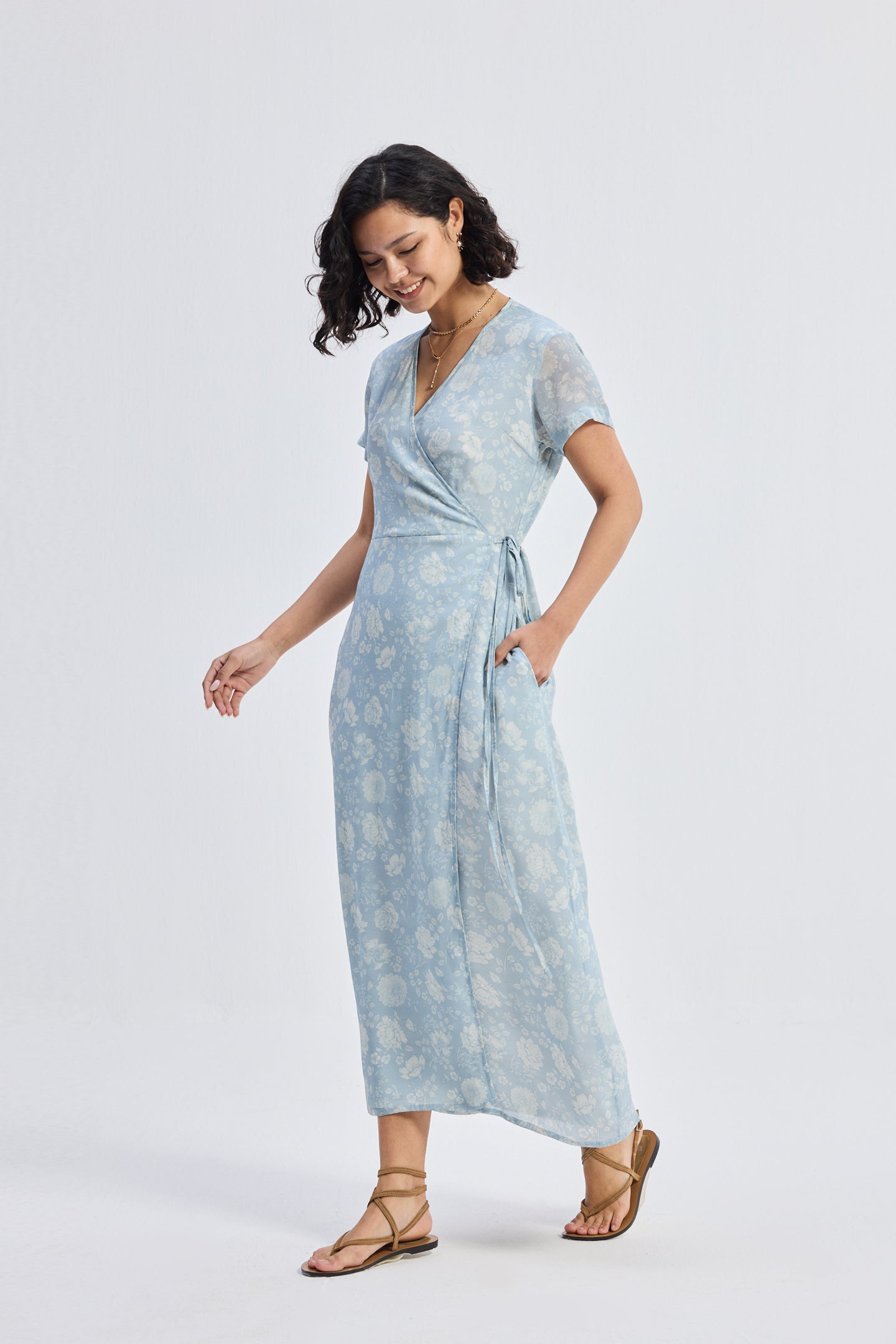 Maxi Wrap Dress in Florals Mooddshot