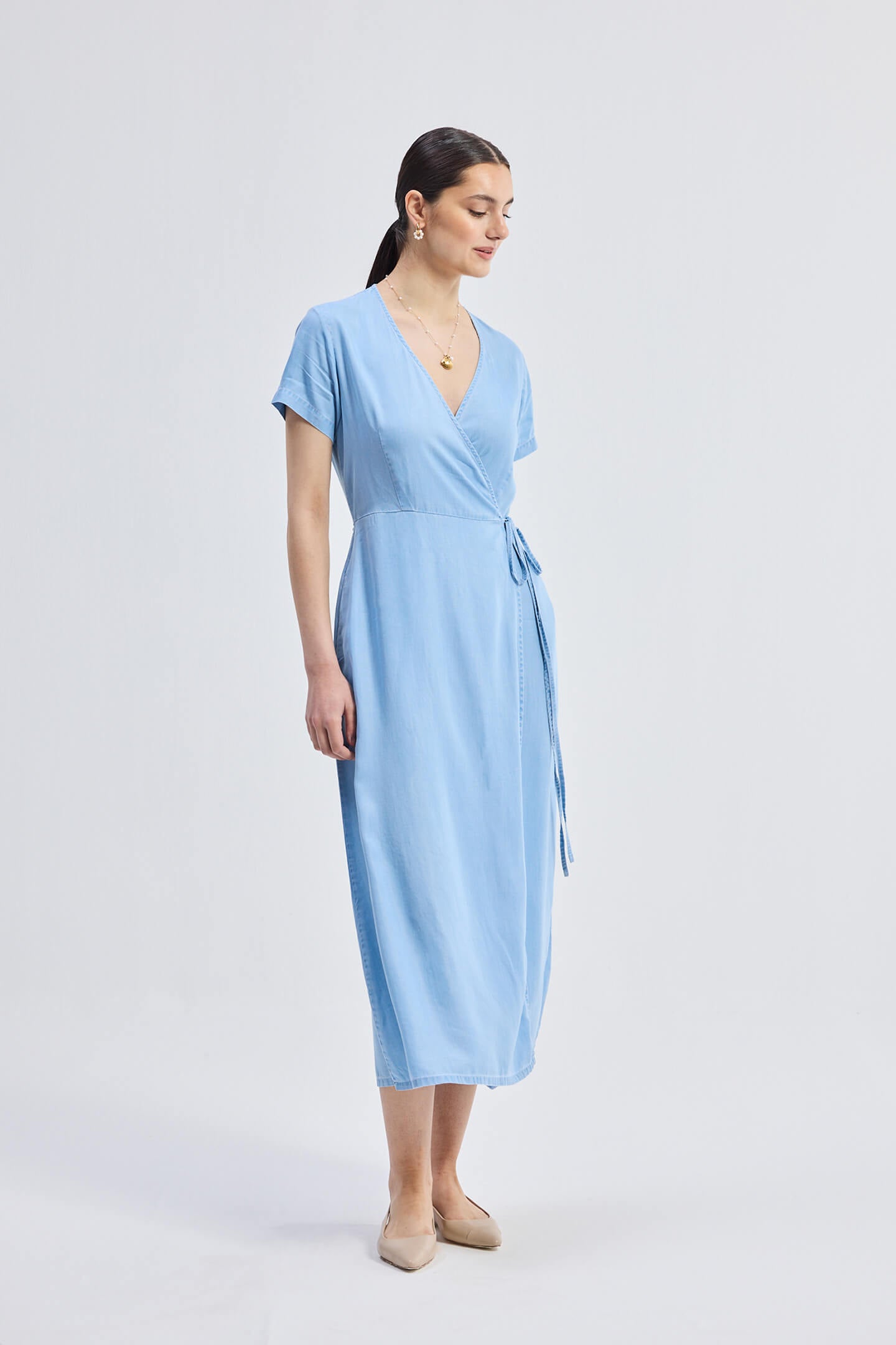 Maxi Wrap Dress in Light Blue