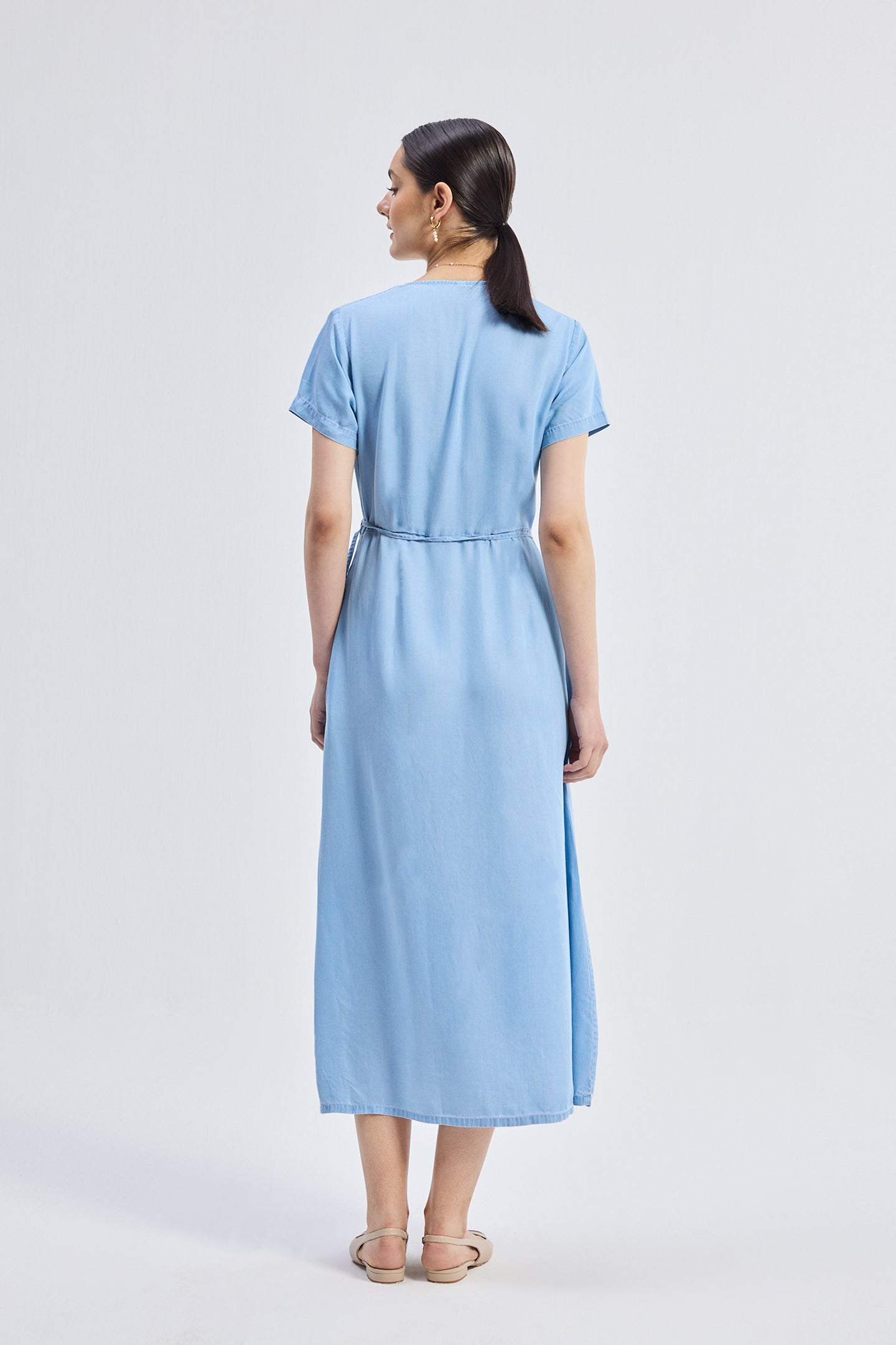 Maxi Wrap Dress in Light Blue