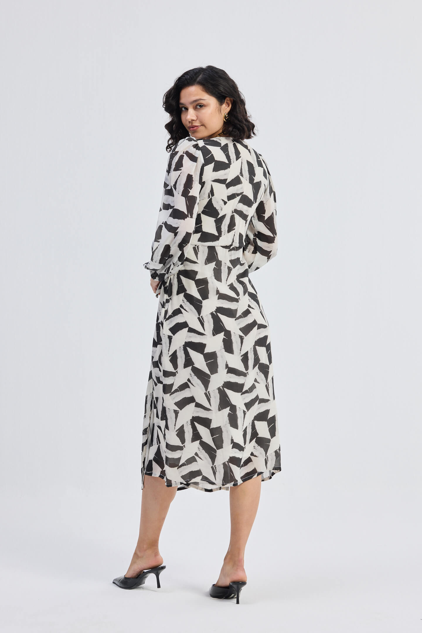 Midi Wrap Dress in Abstract Mosaic