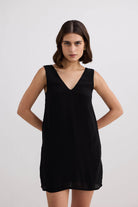 Midnight Muse V-neck Short Dress in Black