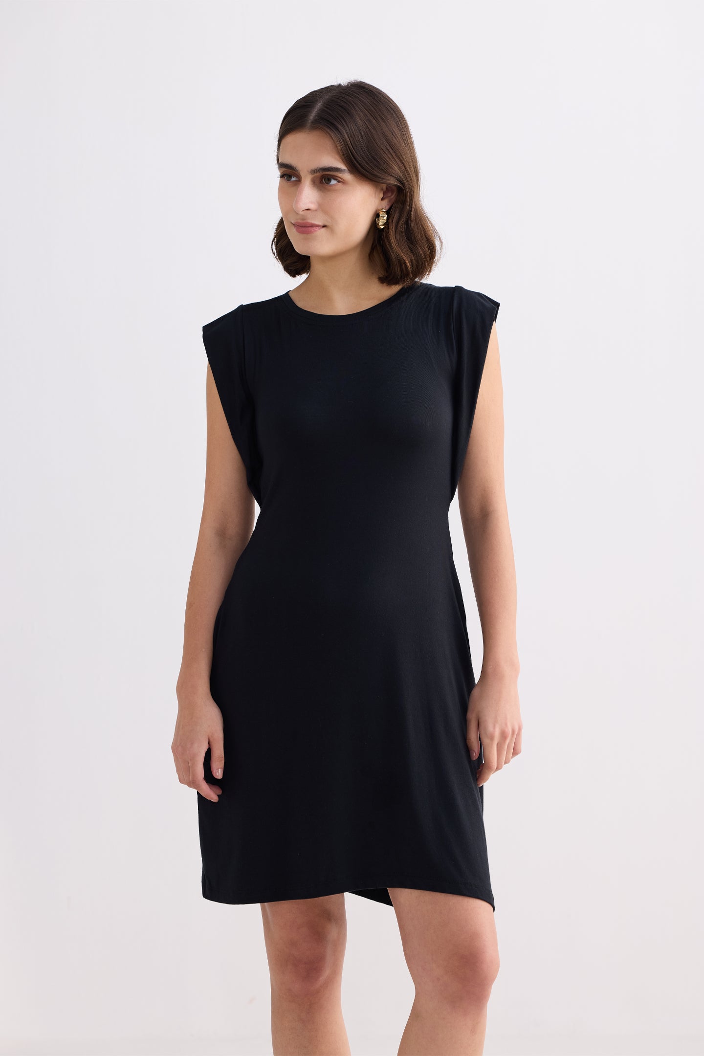 Muscle Tee Short Dress in Black Side
