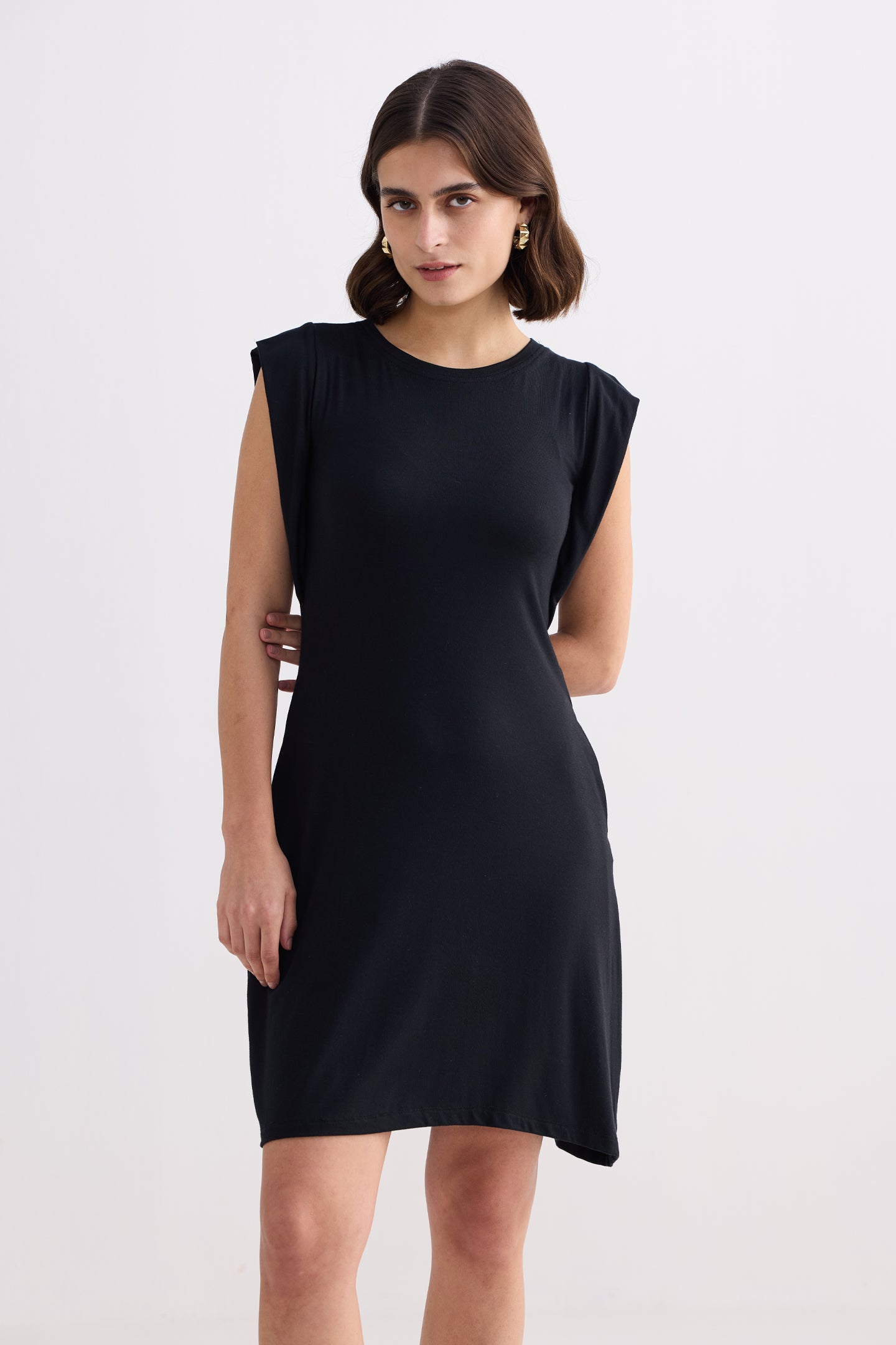 Muscle Tee Short Dress in Black Side