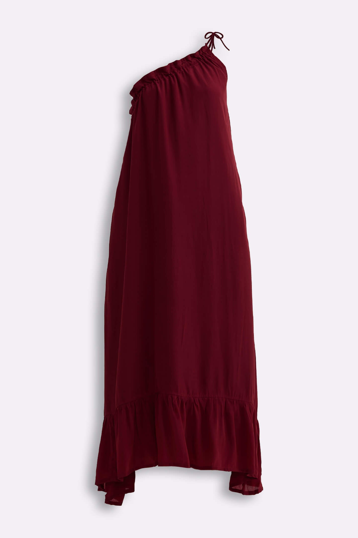 One-shoulder Midi dress in Burgundy Flat Lay