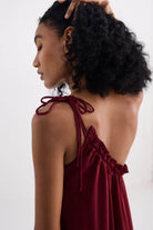 One-shoulder Midi dress in Burgundy