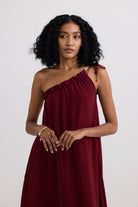 One-shoulder Midi dress in Burgundy