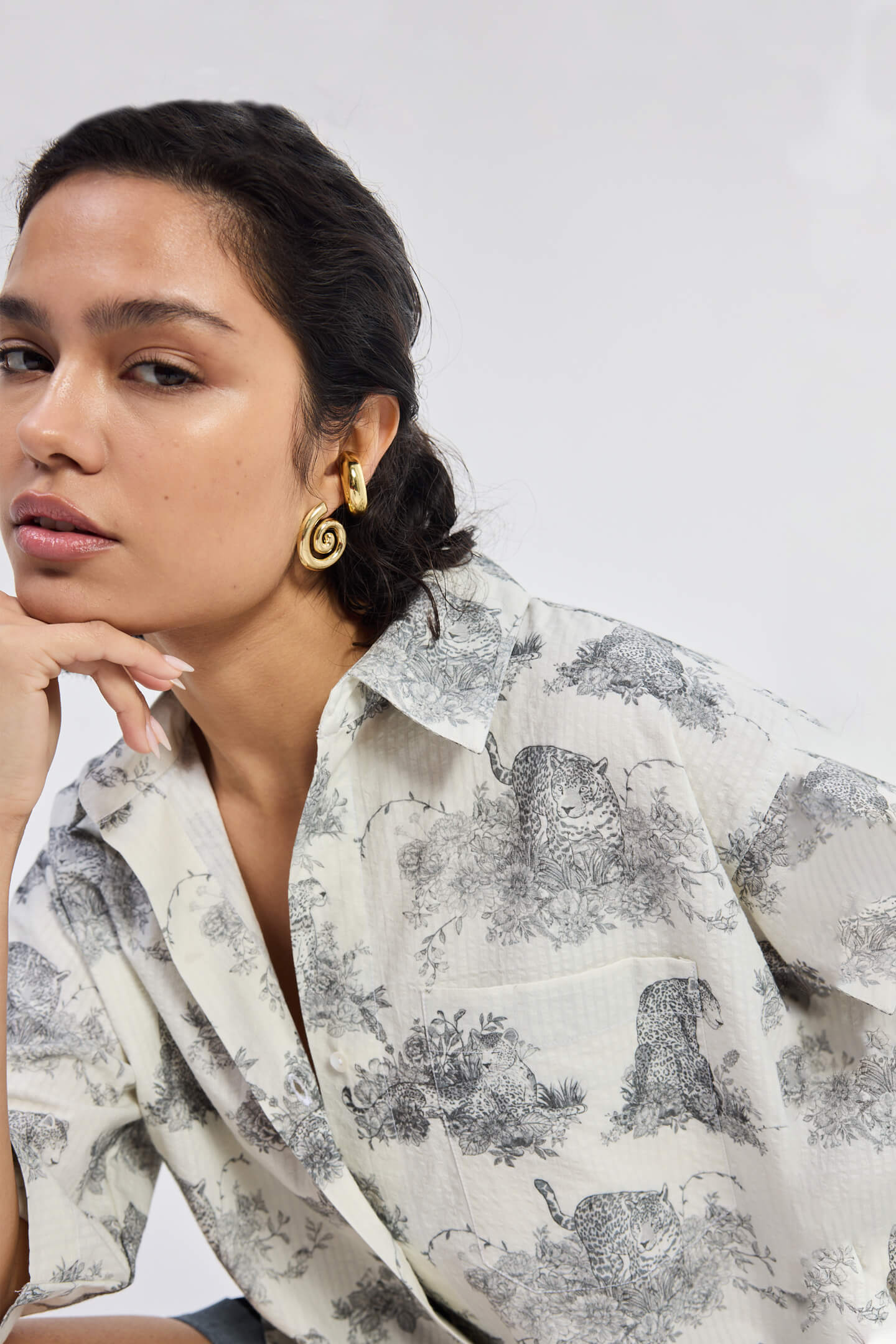 Oversized High-Low Shirt in Animal print