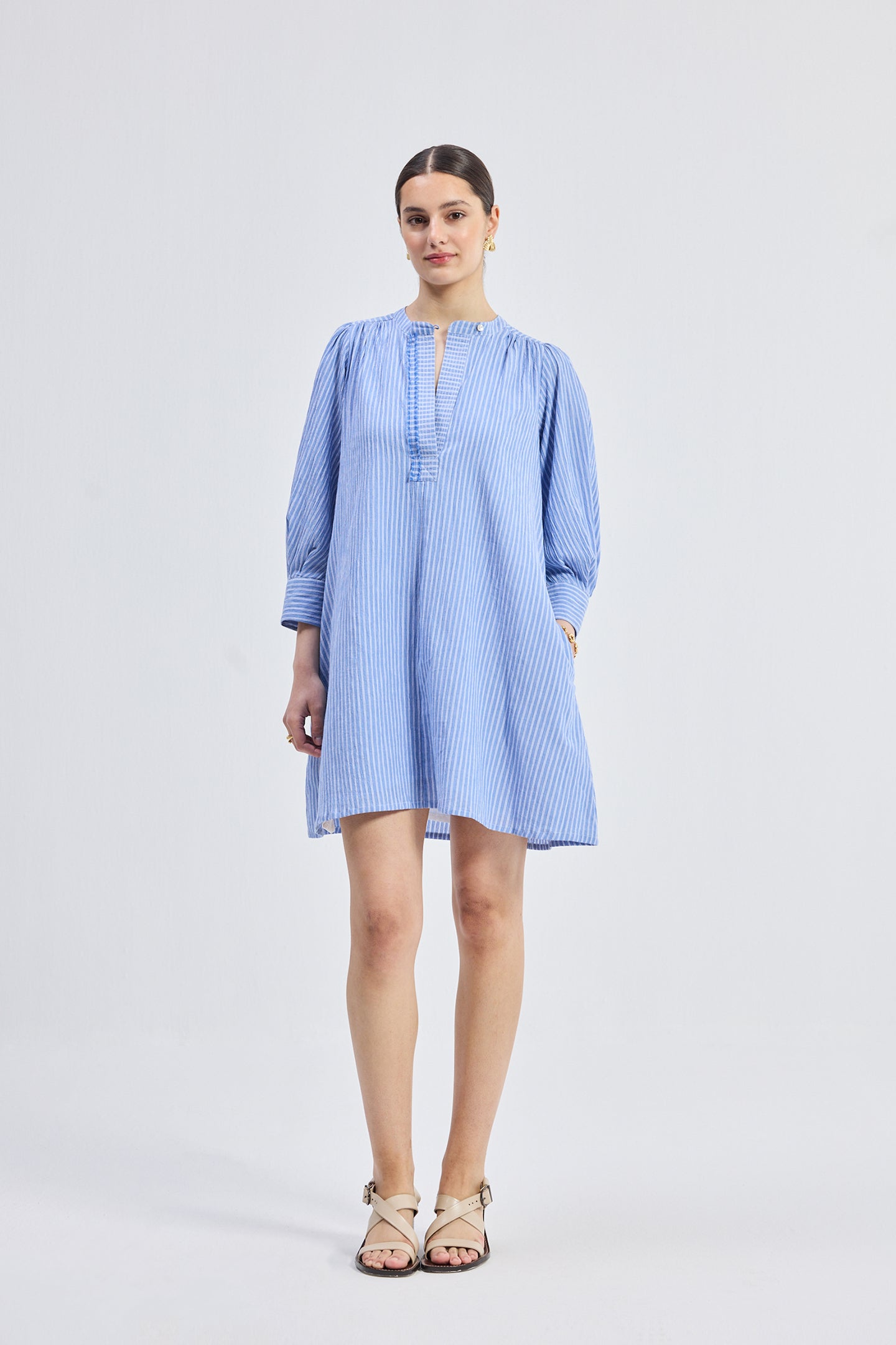 Oversized Tunic Dress with Optional Belt Front