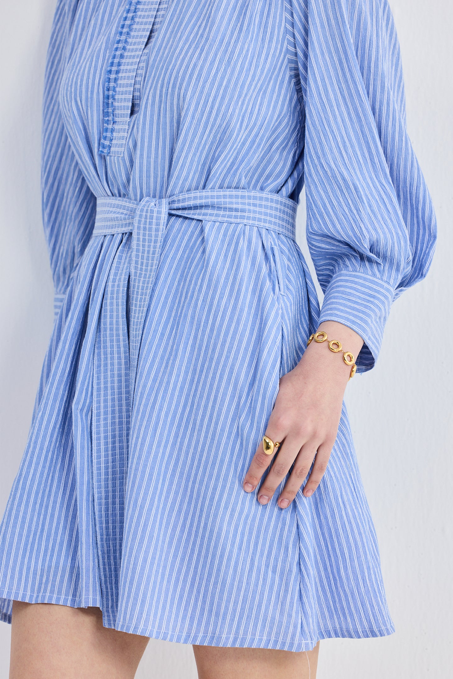 Oversized Tunic Dress with Optional Belt Closeup