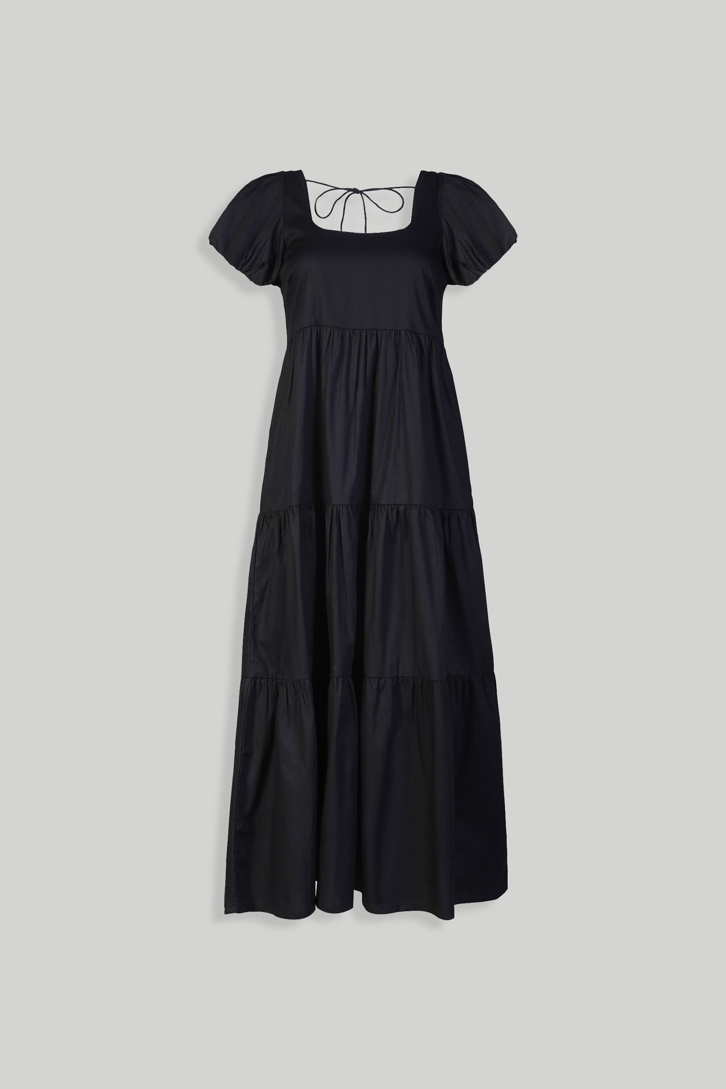 Black Puff Sleeve Dress - Tiered Maxi Reistor Black Puff Sleeve Dress - Tiered Maxi Reistor