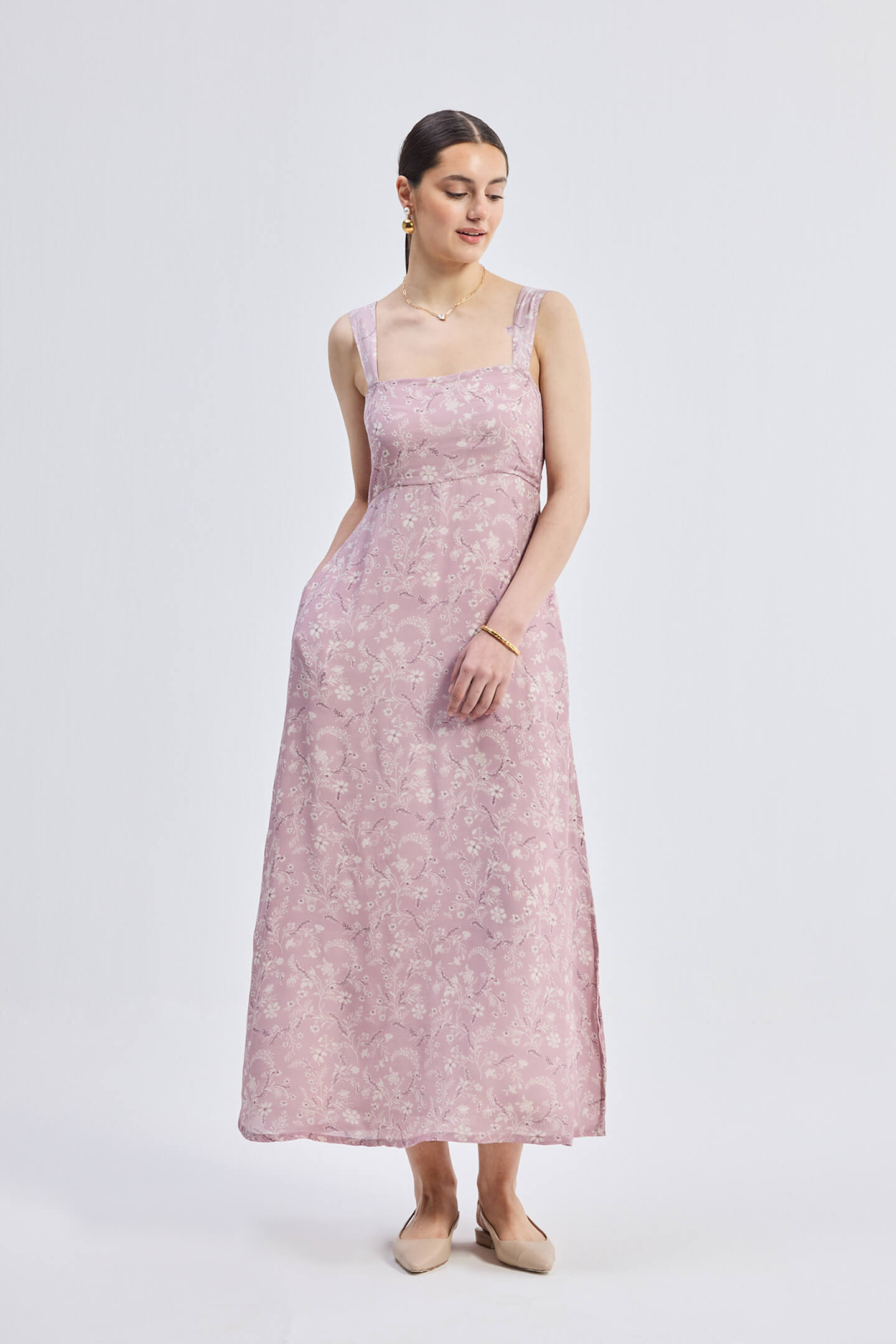 Perfect Floral Maxi with Tapered Straps in Pink Moodshot