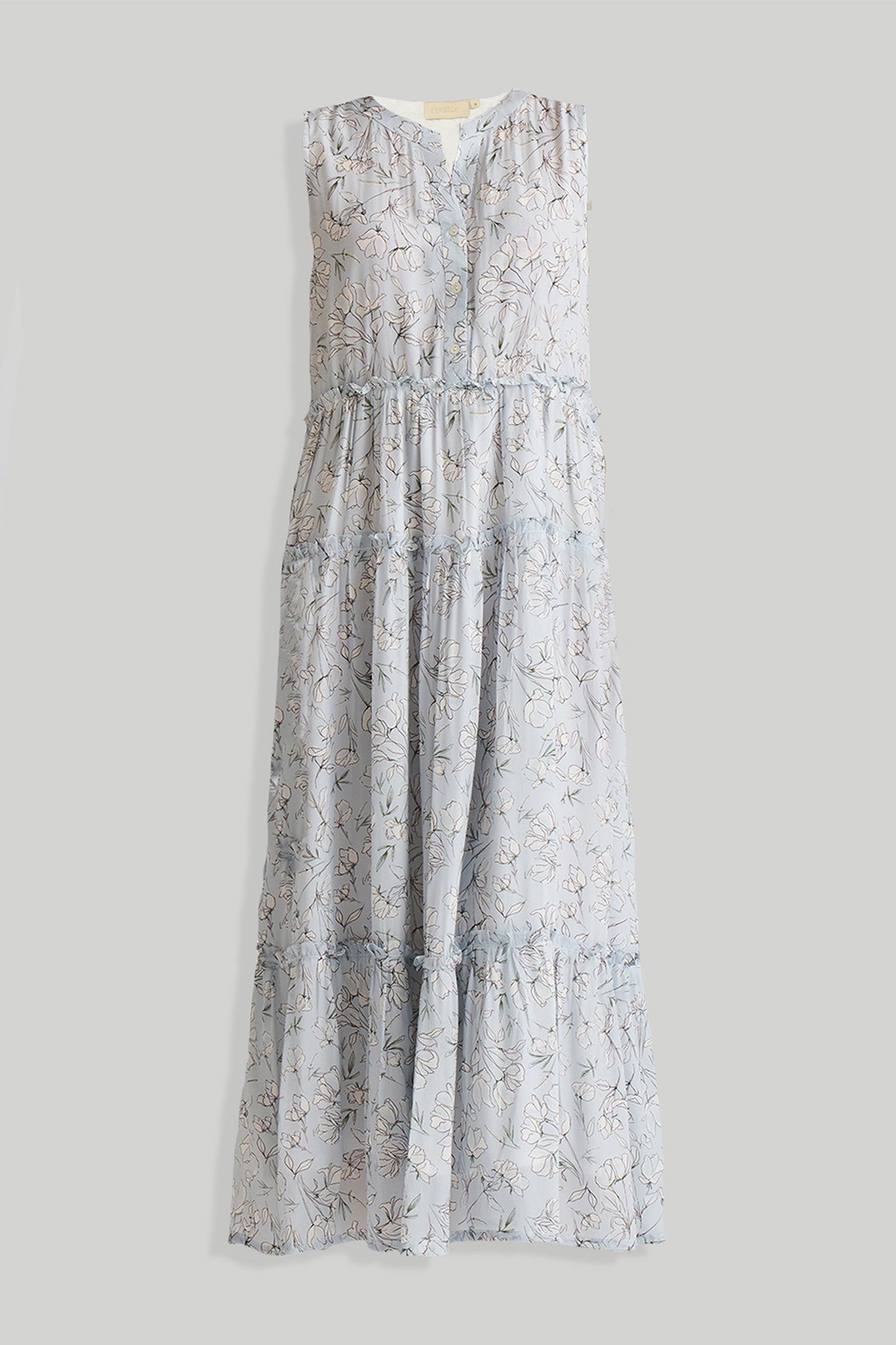 Perfect Resort Maxi Dress in Blue Florals Reistor Perfect Resort Maxi Dress in Blue Florals Reistor