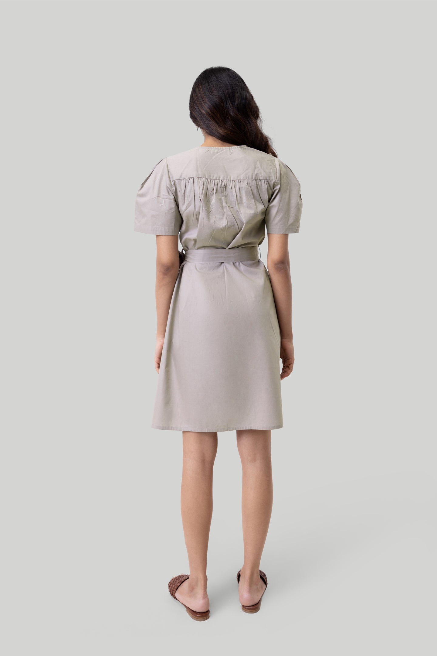 pleated tent dress Pleated Tent Dress - Poplin Ecru