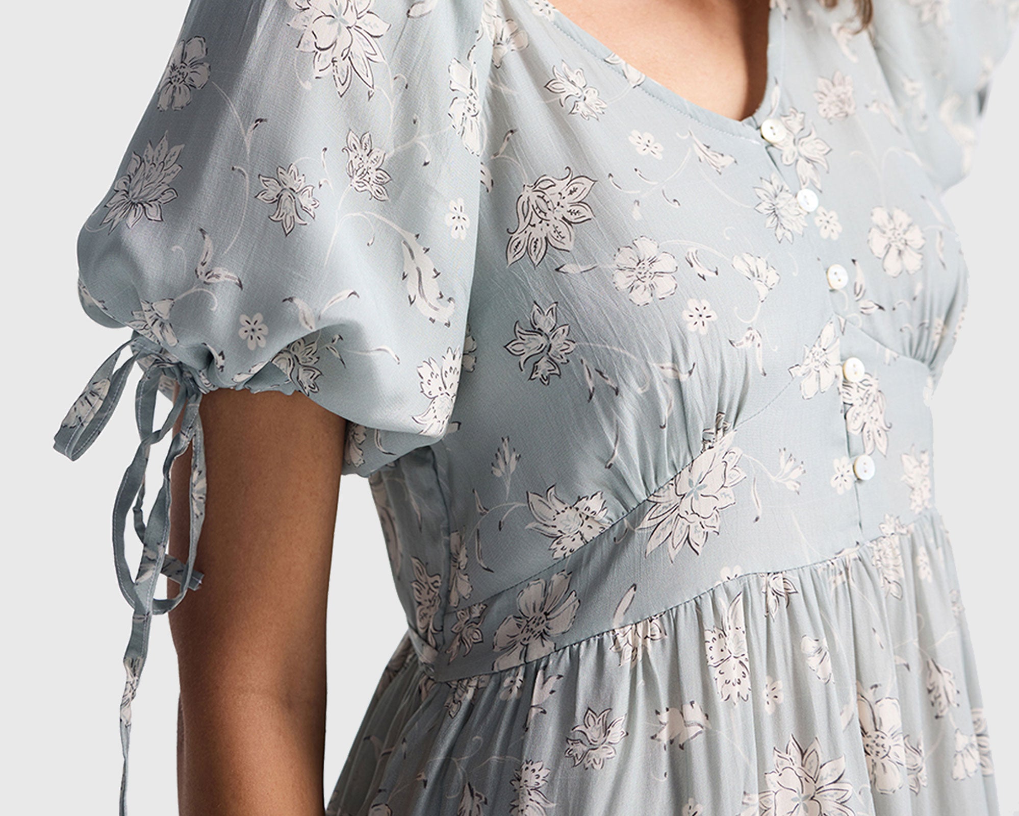Puff Sleeve Midi Dress in Sage Green – Reistor