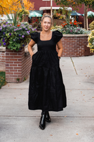 Puff Sleeve Tiered Maxi Dress in Black