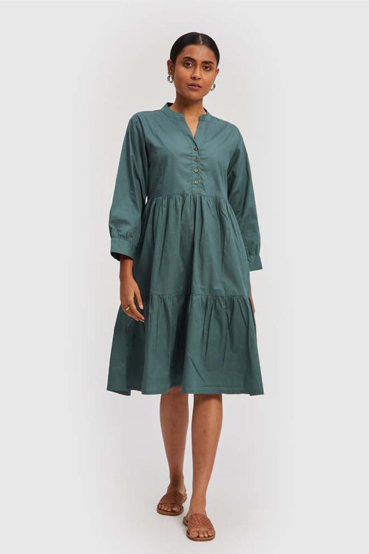 Ruched Green Midi Dress 4