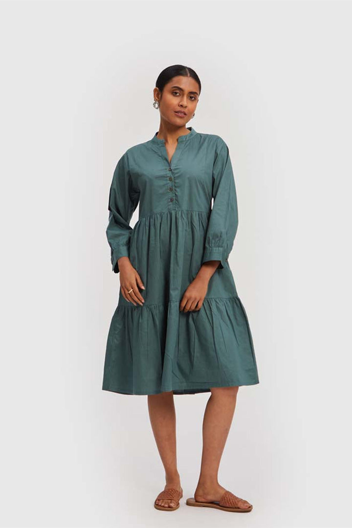 Ruched Green Midi Dress 1