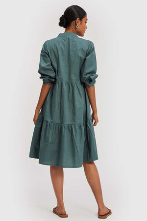 Ruched Green Midi Dress 2