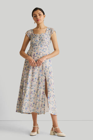 Ruched Blue Maxi Dress 01