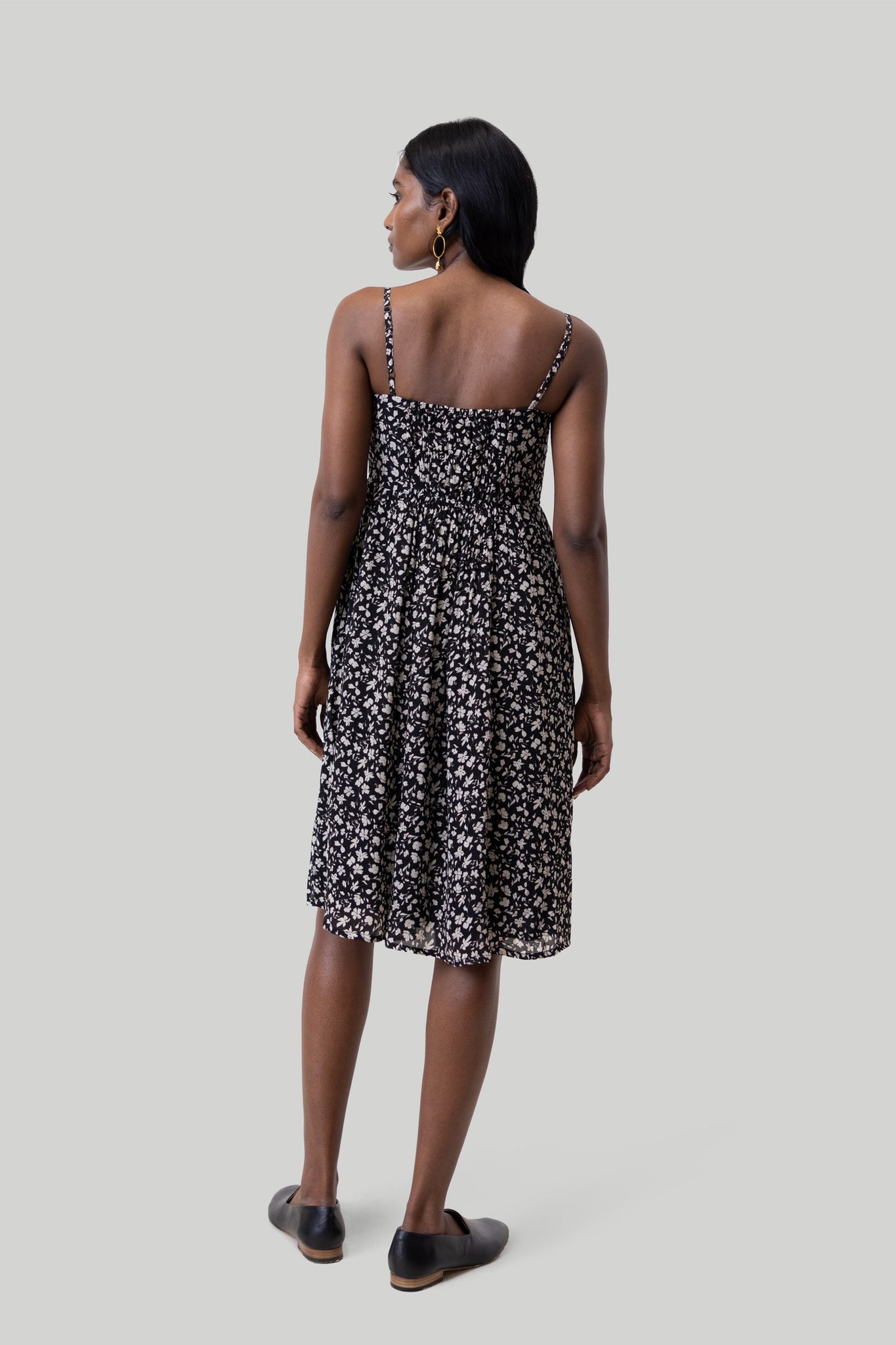 Ruched Strappy Mini Black Dress 08