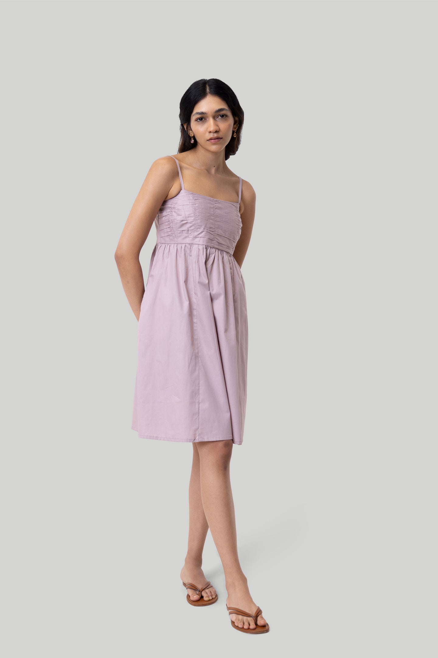 Ruched Strappy Dress in Pink