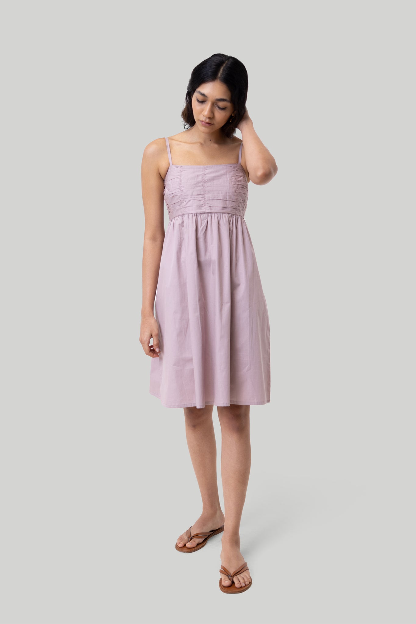 Ruched Strappy Pink Mini Dress 06