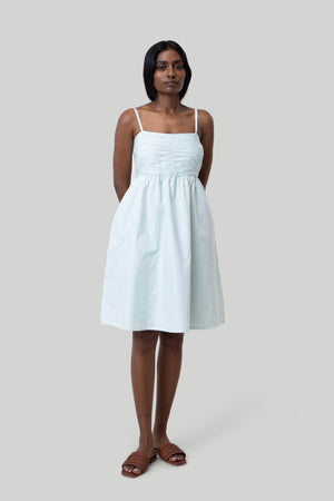 Ruched Strappy Mint Mini Dress 01