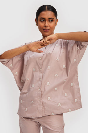Dolman Sleeve Embroidered Shirt