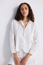 Embroidered Button-up Shirt in White